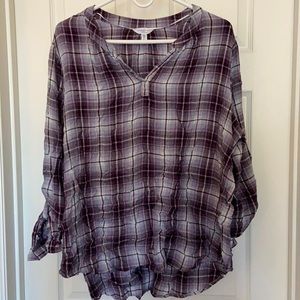 Time & Tru Flannel Pullover Blouse